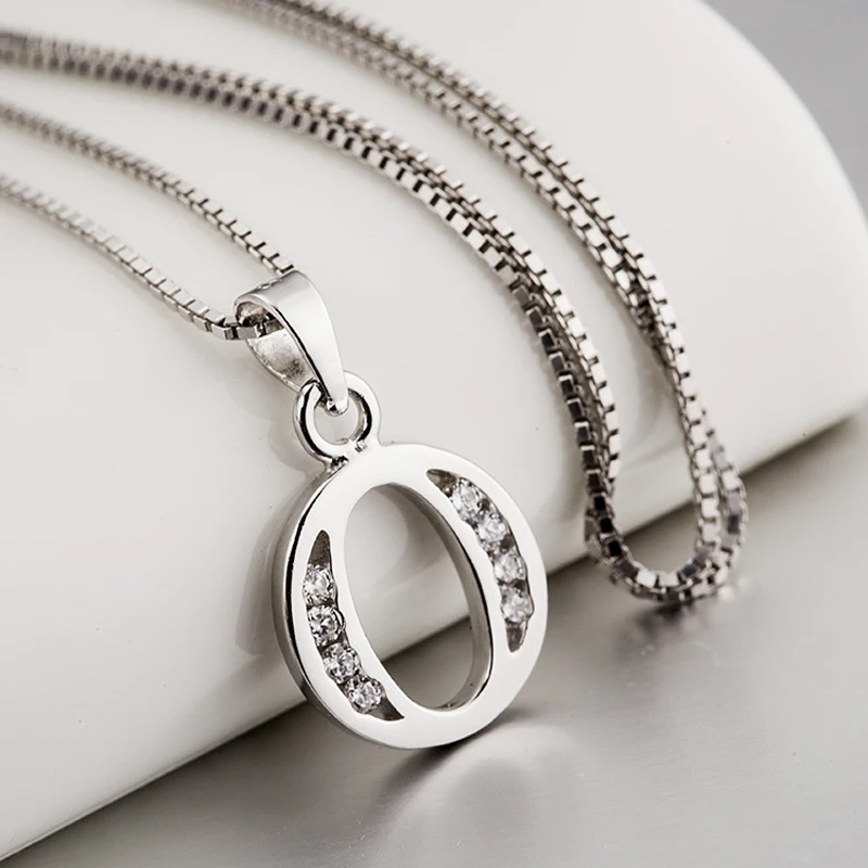 Buy YFN 925 Sterling Silver Fashion Initial Letter O Necklace & Pendant CZ