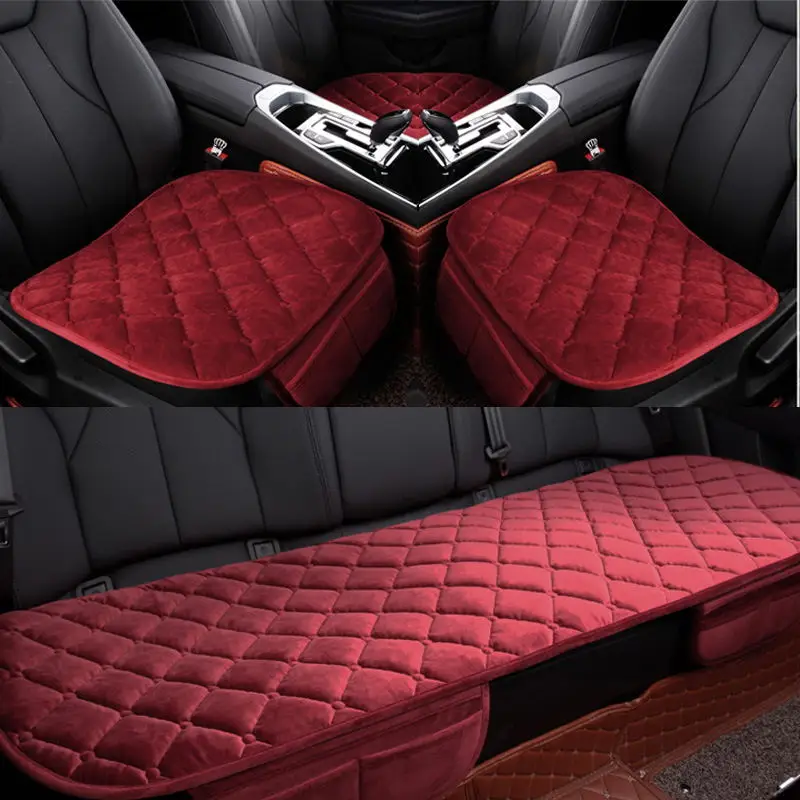 

Non-slip Warm Car Seat Cover Cushion 3 in 1 Set Suit Auto Seat Coves Protector Mat Front Back Seat Covers Cushions