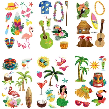 

5pcs Hawaiian Bachelor Party Tattoo Flamingo Sticker Summer Beach Waterproof Tattoo Cartoon Animal Tattoo Party Decoration