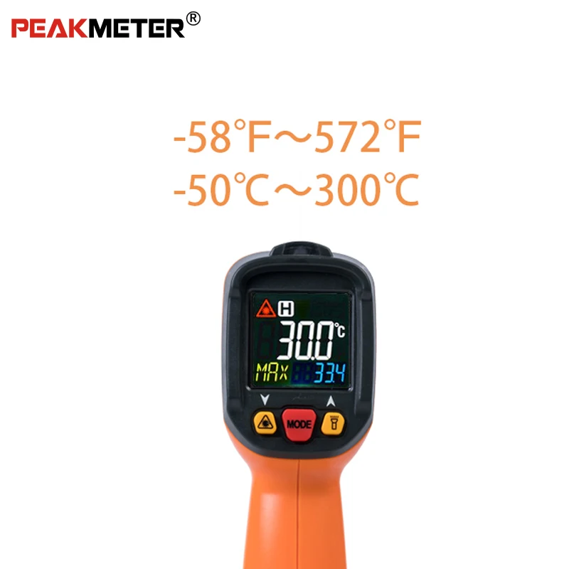 Официальный PEAKMETER PM6530A лазерный ЖК-цифровой термометр измеритель температуры пистолет инфракрасный-50~ 300 C градусов Бесконтактный термометр