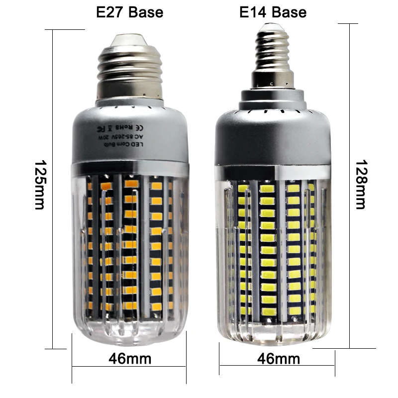 Ampoule led e 14 E 27 ламповый светильник 20 Вт высокой мощности, яркий переменный ток, 110 В, 220 В, внутренний светильник, свеча, Точечный светильник 5736, 99 светодиодов, алюминиевые лампы