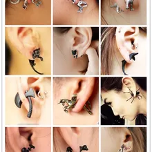 Уникальный Панк инопланетянин динозавр животное кошка собака олень Дельфин лошадь паук Ax 3D серьги-гвоздики металлические проколы серьги унисекс ювелирные изделия