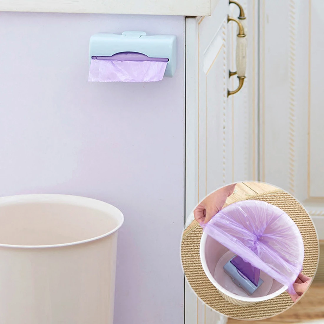 المطبخ القمامة أكياس قمامة موزع الحائط صندوق تخزين من البلاستيك رف حاوية الحمام المنظم