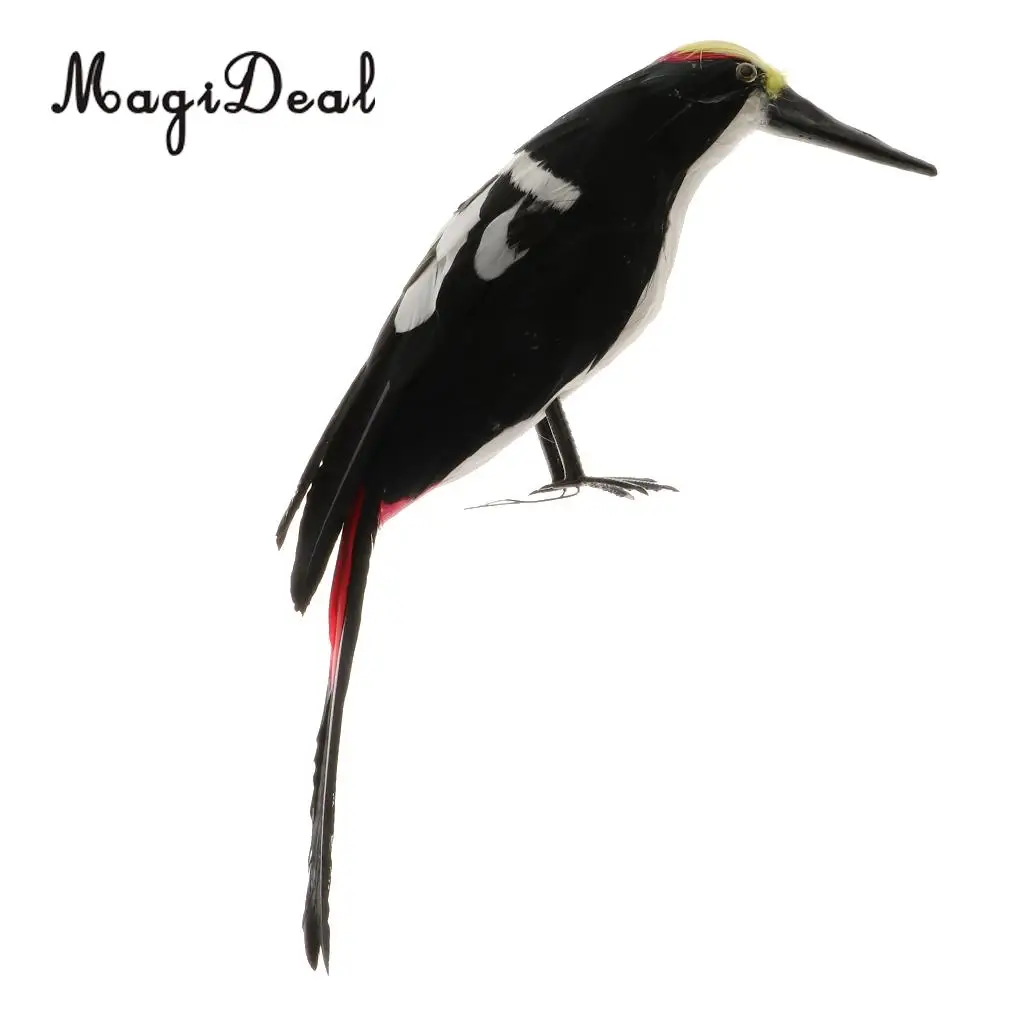Realistic Artificial Animal Feather Garden Figure Woodpecker Bird Model Home Park Garden Tree Ornament Decor