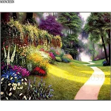 Diy Diamond Painting Cross Stitch Garden & Path On The Hill Needlework Diamond Embroidery Full Round Mosaic Decoration Resin Kit on the black hill