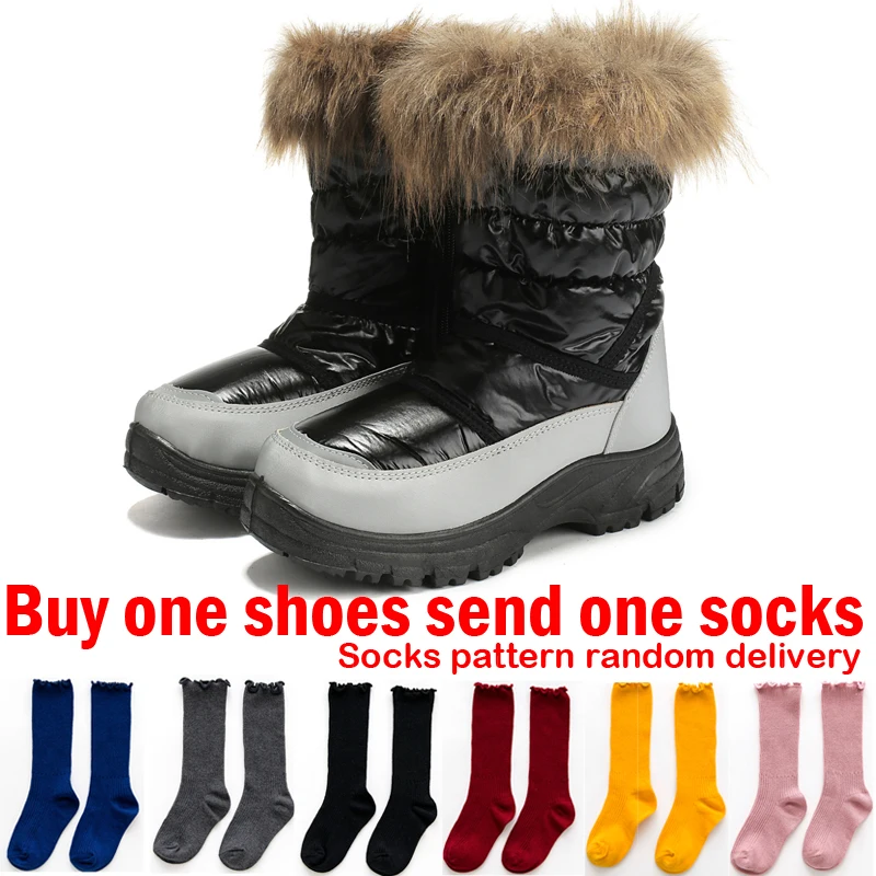 

Kids Winter Shoes for Girs Snow Boots Children Winter Boots Waterproof Hiking Boot Girl Sneaker Outdoor Fur SnowShoes Warm Plush
