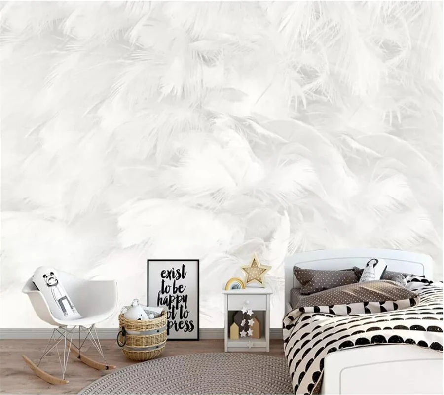 beibehang Custom wallpaper 3d photo mural modern minimalist abstract pure white feather living room papel de parede 3d wallpaper beibehang Custom wallpaper 3d photo mural modern minimalist abstract pure white feather living room papel de parede 3d wallpaper
