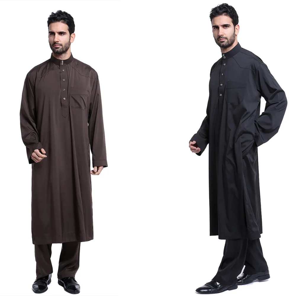 2018 Muslim clothing for men islamic dress turkey suits modern solid