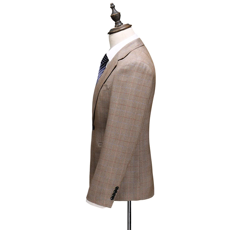 (Blazer+Vest+Pants) Mens Wedding Suit Male Blazers Slim Fit Suits for Men Costume Business Formal Party Classic  Khaki / S-5XL