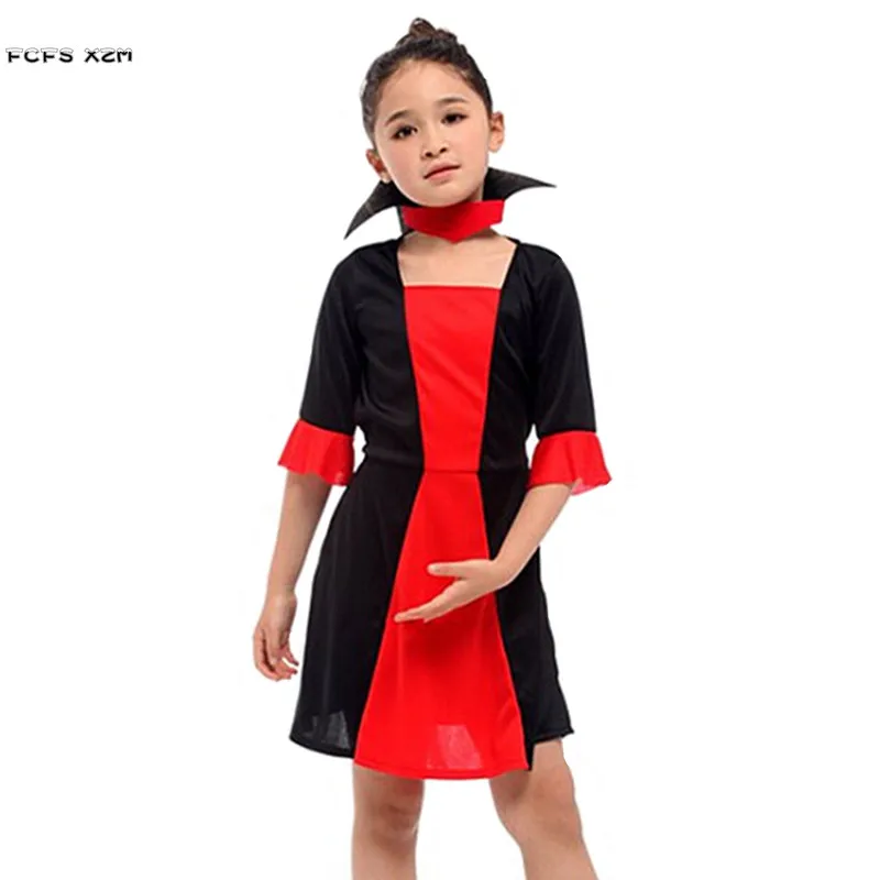 M-XL Red Girls Halloween Vampire Costumes Kids Children Queen Cosplay Carnival Purim parade Masquerade Stage play party dress |