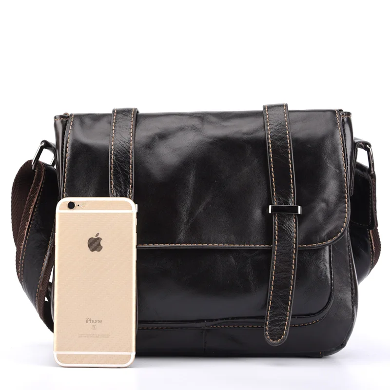 New Genuine Leather Genuine Women's Retro Women's Vintage Messenger Bag Fashion Retractable Handbag Dark Brown Shoulder Bag