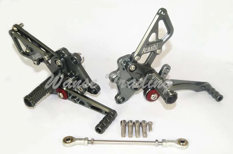 Motorcycle CNC Adjustable Rider Rear Sets Rearset Footrest Foot Rest Pegs Gray For Kawasaki Ninja 250