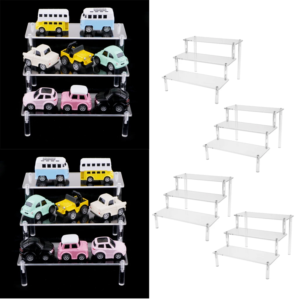 4pack Deluxe Acrylic Display Stand ,Removable Rack ,for Model Figures Perfume 3-Tier