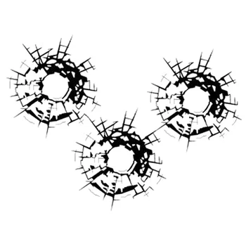 

18cm*13.5cm Bullet Holes Glass Art Car Stickers Vinyl Car-styling Decal Black/Silver S6-3198