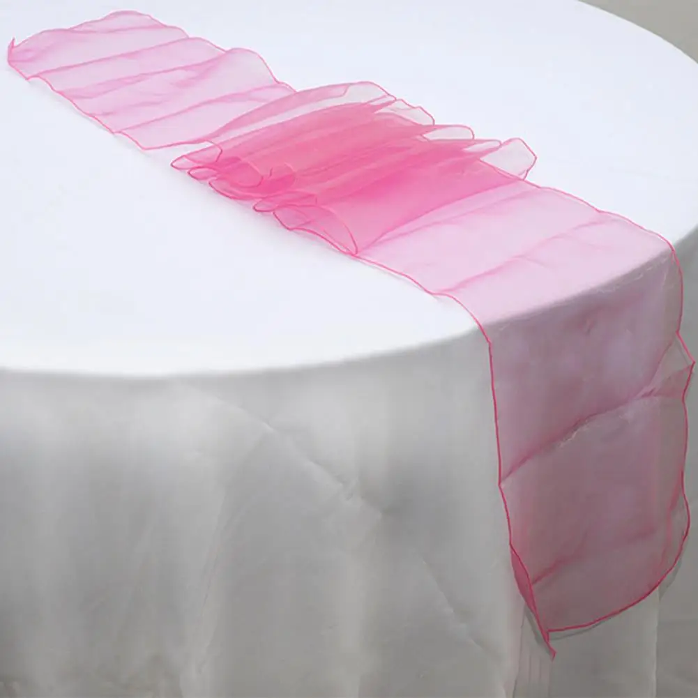 WITUSE настольная дорожка из прозрачной органзы Swag Ткань Свадебный топ стол лестница лук балдахин украшения DIY для украшения стола - Цвет: Pink