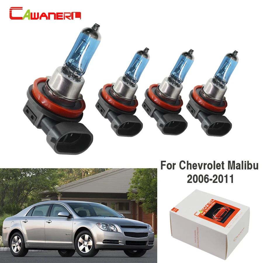 

Cawanerl 4 Pieces 100W H9 H11 Car Light Styling Halogen Bulb Headlight High Low Beam 12V For Chevrolet Malibu 2006-2011
