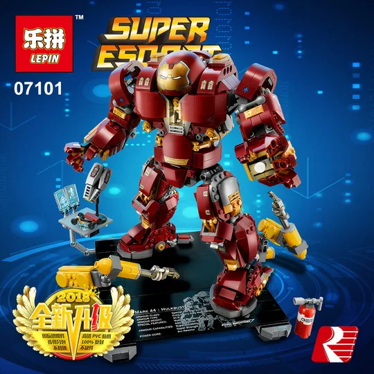 

New Lepin Super Hero Series 07101 1527Pcs The Hulkbuster Iron Man Anti Hulk Mech Set Building Bricks 76105 Blocks boy Gifts