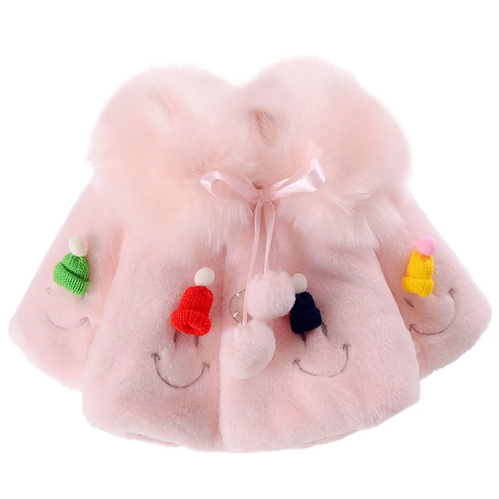 Модное теплое пальто для маленьких девочек; сезон осень-зима Милая однотонная одежда для открытого воздуха с длинными рукавами и галстуком-бабочкой; цвет розовый, белый