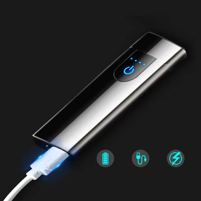 $US $7.07  Ultra-thin Fingerprint Touch Sensor battery display Rechargeable USB Charging Lighters Plasma Elect