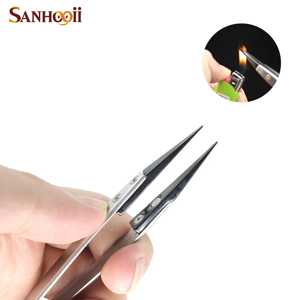 

Sanhooii Anti-static Ceramic Tweezer Electronic Cigarette Resistance Wire DIY Tool Heat Resistant Interchangeable Head Pointed