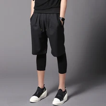 27-44 DJ костюм DS мужская одежда стилист личности поддельные 2 предмета панк Капри Штаны Большие размеры певица костюмы