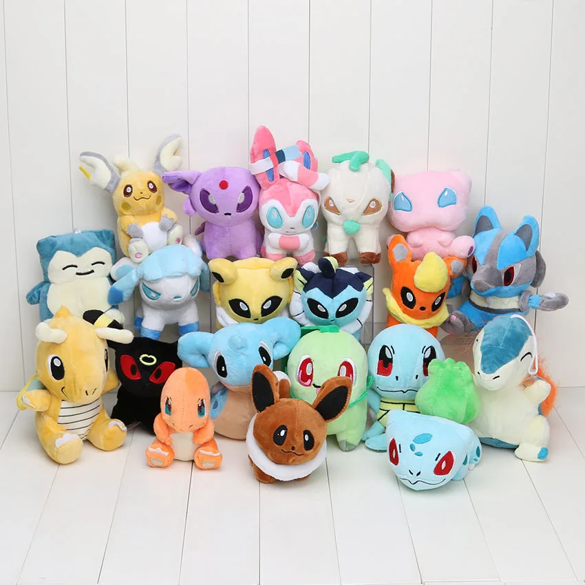 20 шт./лот кукла Mew Lapras Стрекоза Eevee Charmander Mudkip Snorlax Sylveon плюшевые куклы игрушки