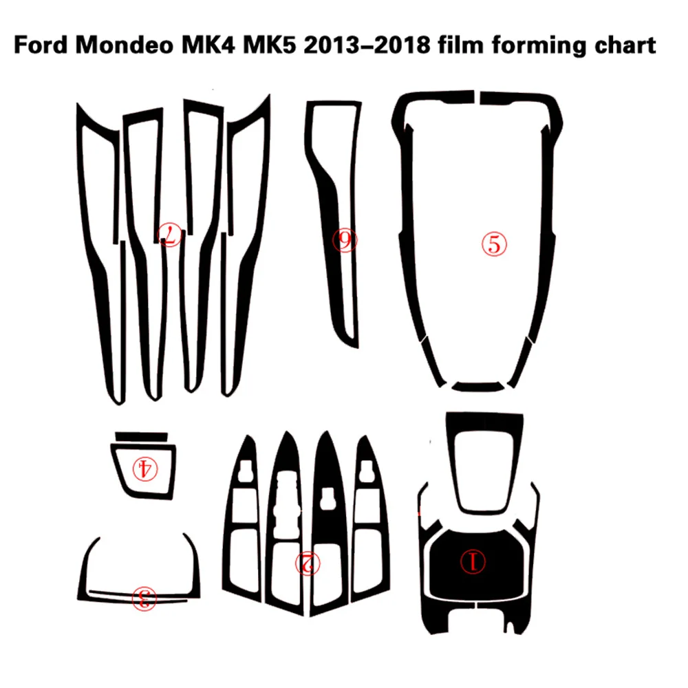 Для Ford Mondeo MK4/5 2013- внутренняя Центральная панель управления дверная ручка 5dнаклейки из углеродного волокна наклейки для автомобиля аксессуары для укладки