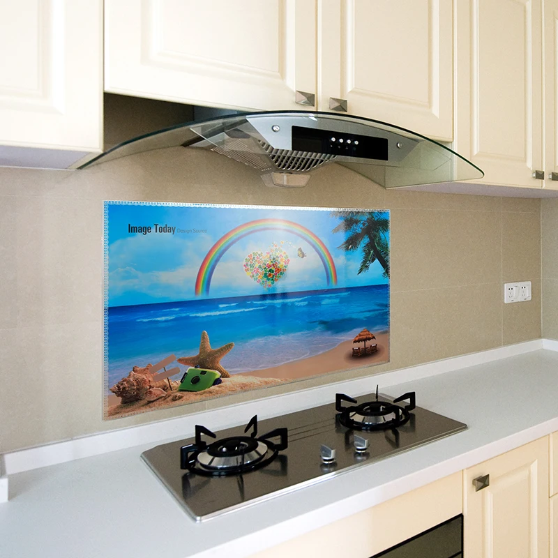 

Waterproof kitchen wall sticker ocean deep water sea home decor Sandy beach decorative decal mural kids room