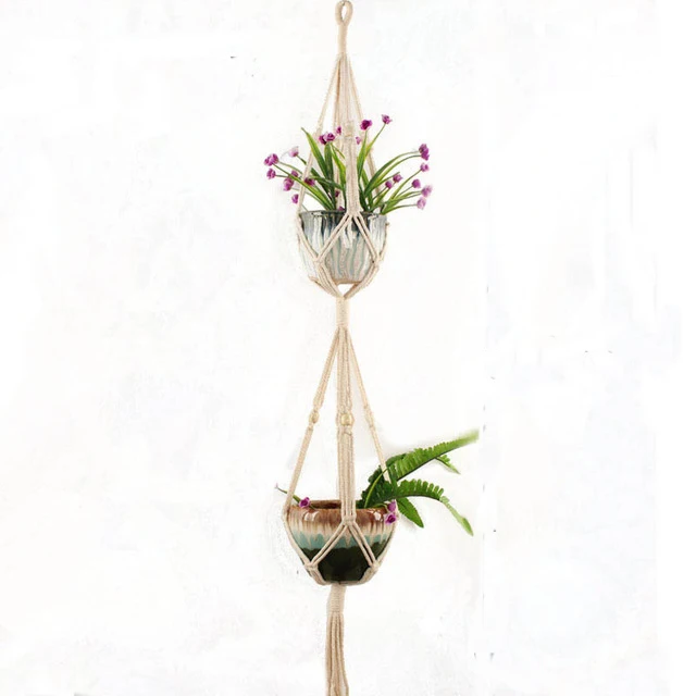 Hot sales handmade macrame plant hanger flower /pot hanger for wall decoration countyard garden - Цвет: 021