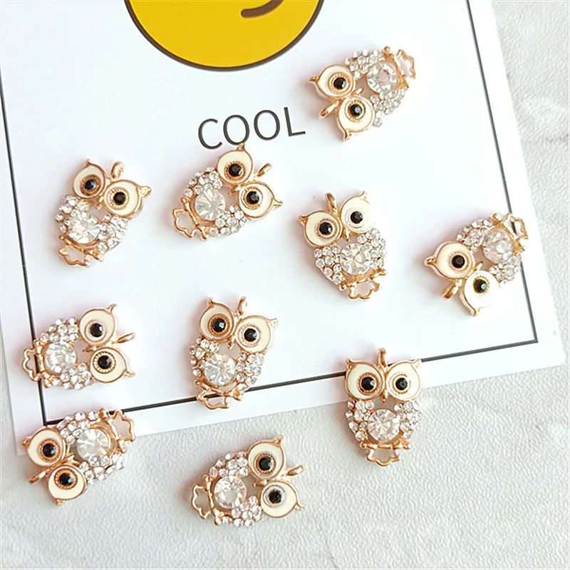 

10pcs Rhinestone Owls Alloy Enamel Charms Gold Tone nighthawk Pendants For DIY Bracelet Necklace Jewelry Accessory 14*20mm YZ558