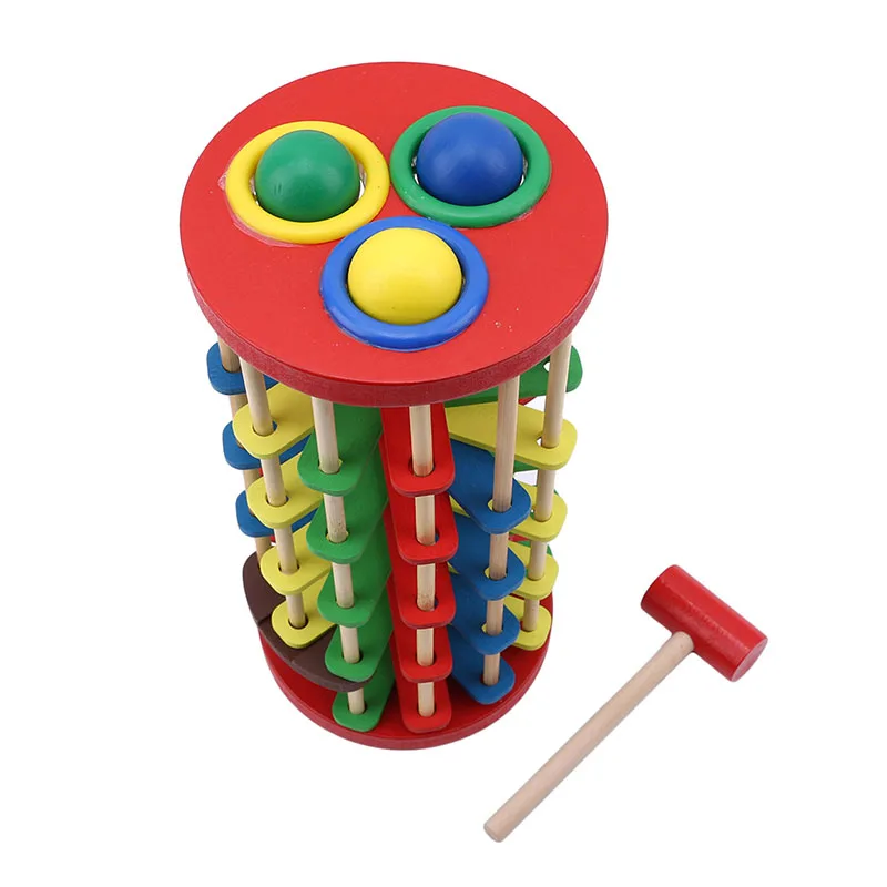 Creative Intelligence Block Shape Pound And Roll Wooden Tower With Hammer Knock The Ball Rolling Off Ladder Baby Toys Best 6 Creative Intelligence Block Shape Pound And Roll Wooden Tower With Hammer Knock The Ball Rolling Off Ladder Baby Toys Best