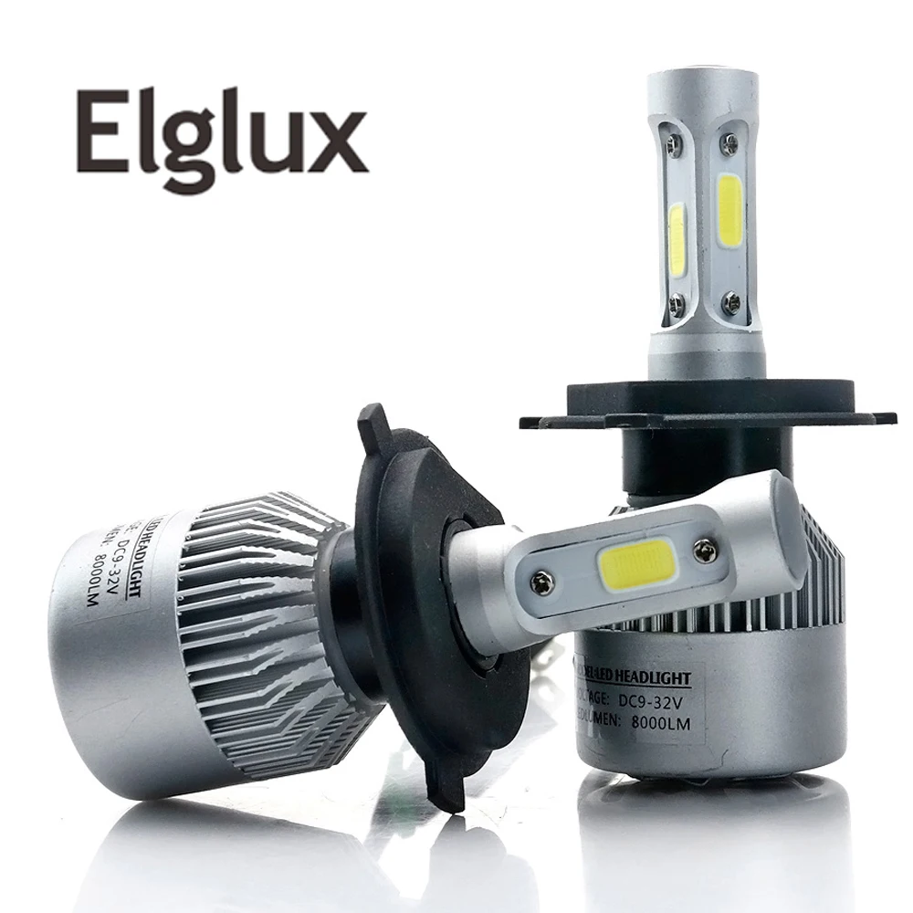 

Elglux Super bright Auto Car H8 H11 H7 H4 H1 LED Headlights 6500K Cool white 72W 8000LM COB Bulbs Diodes Automobiles Parts Lamp