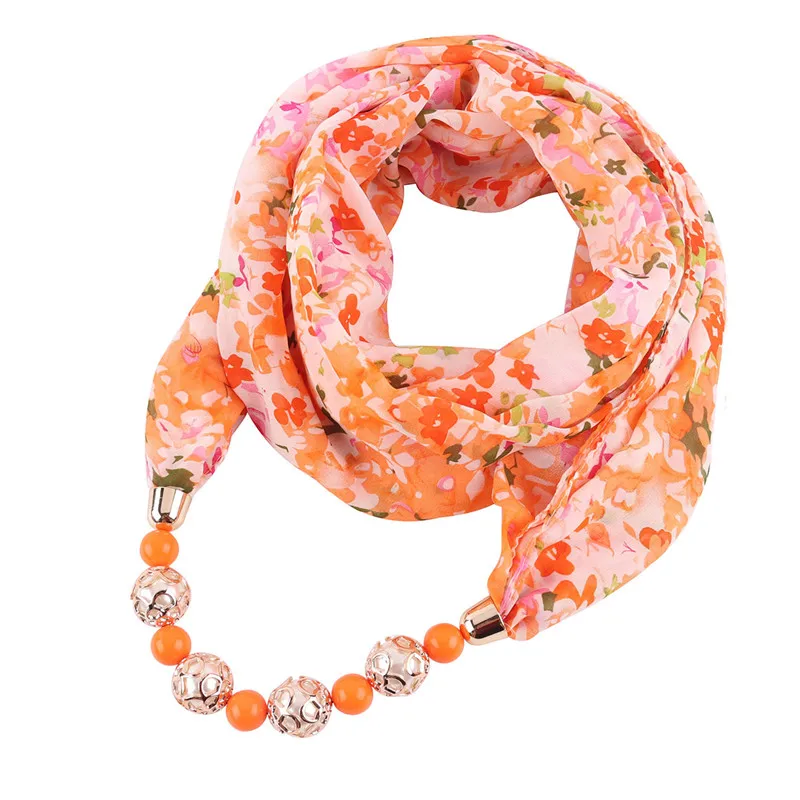 Ahmed модный головной платок с цветочным узором шифоновый шарф, украшенный бисером ожерелье для женщин макси массивное ожерелье s ювелирные изделия - Окраска металла: Q