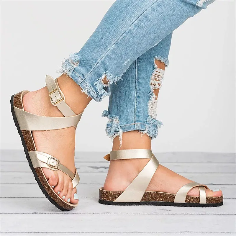 Women Sandals 2019 New Women Summer Shoes Leather Gladiator Sandals Women Beach Sandals Lady Flat Flip Flop Plus Size 43