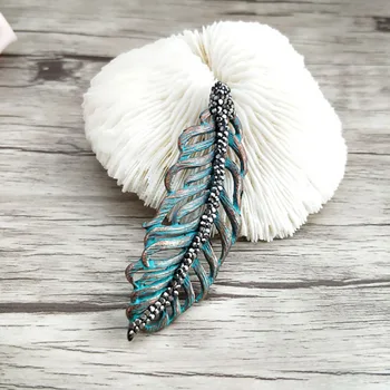 

5Pcs Metal brass feather shape Charm Pendant Paved Crystal Rhinestone,DIY Jewelry Necklace Finding PD830