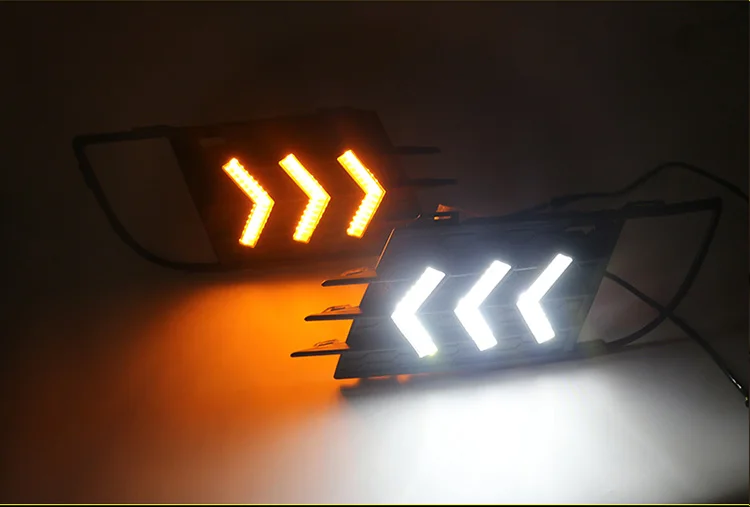 

eOsuns led drl daytime running light for Volkswagen Tiguan with Dynamic moving yellow turn signal and blue night running light