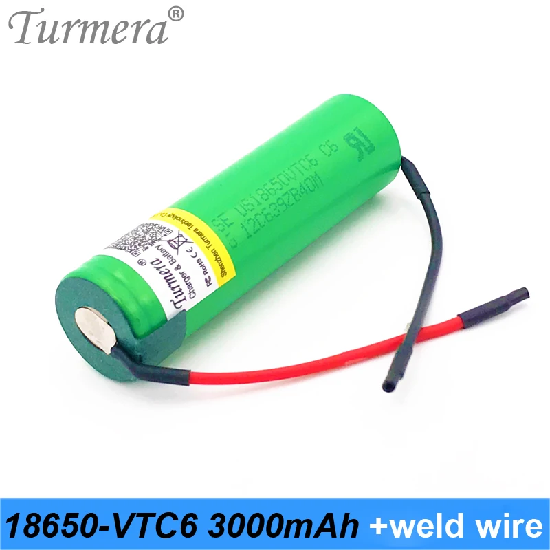 Новинка 18650 VTC6 + diy сварочный провод 3 7 в 3000 мАч литий ионный аккумулятор 30 А разряд