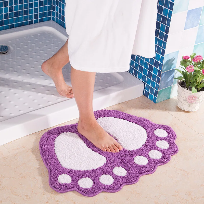 Коврик для ванной комнаты, коврик для ванной, ковры, микрофибра, мини-маты, с принтом для ног, коврики для ванной, нескользящий коврик для ванной комнаты, коврик для туалета, Para Banheiro - Цвет: purple
