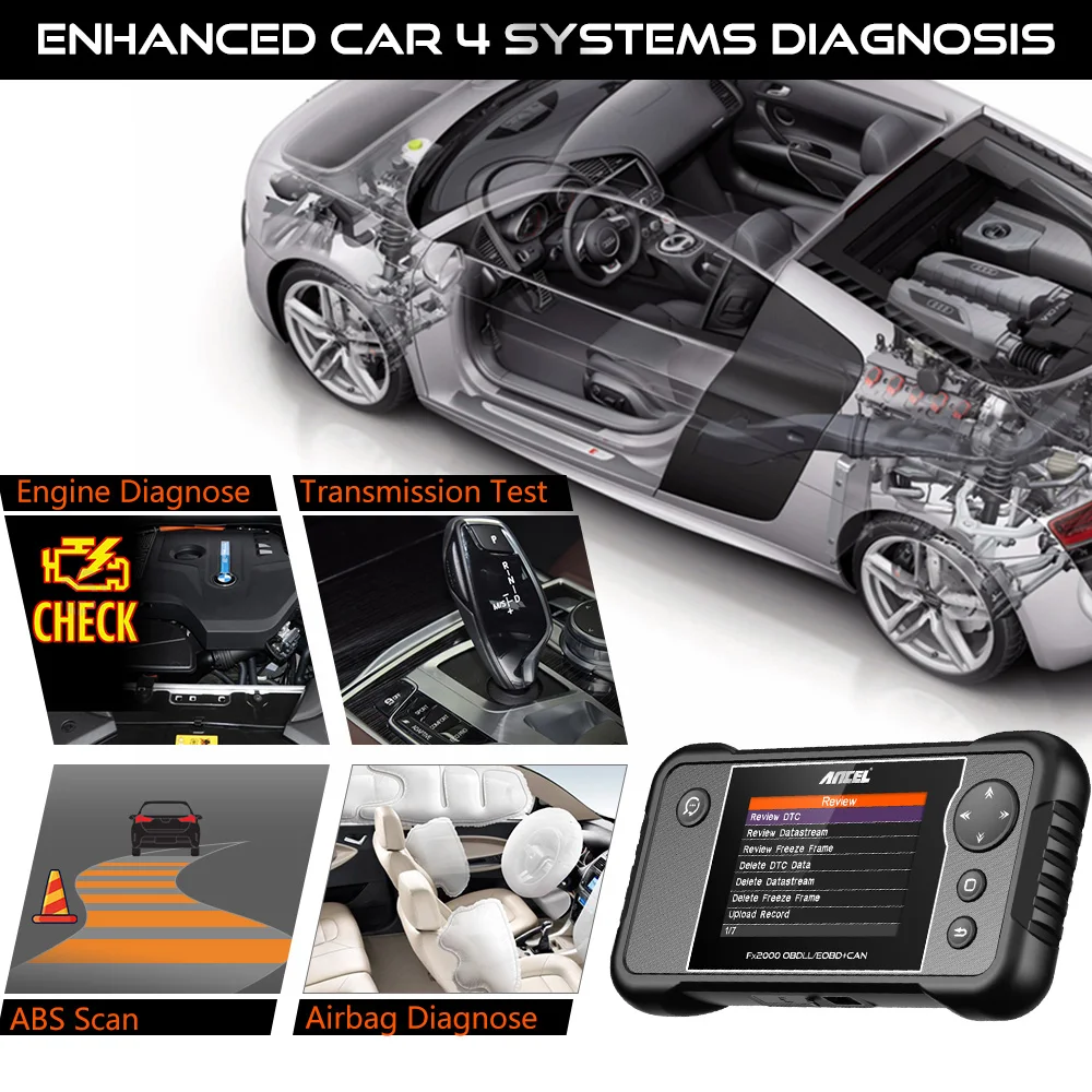 OBD2 автомобильной Сканнер ancel FX2000 ODB инструмент диагностики для Eng/ABS/SRS/AT код