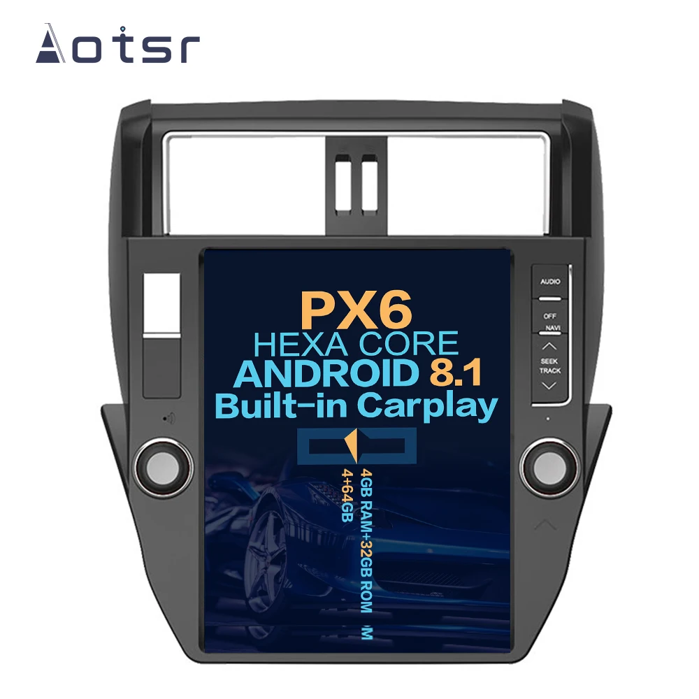 Aotsr 12," Android 8,1 вертикальный экран автомобильный DVD мультимедийный плеер gps навигация для Toyota Land Cruiser Prado 150 2010-2013