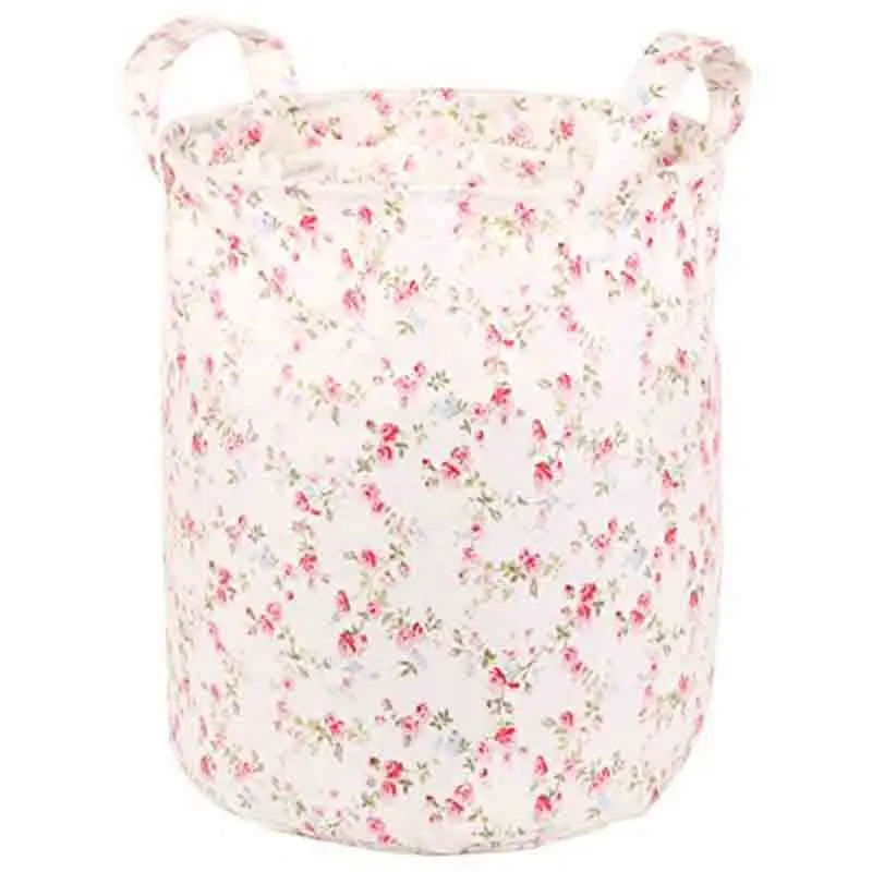 Neoviva سلة الغسيل تخزين بو طلاء القطن للماء غسل الملابس مع مقبض مجموعة من 2 الزهور خفيفة الوزن علب تخزين