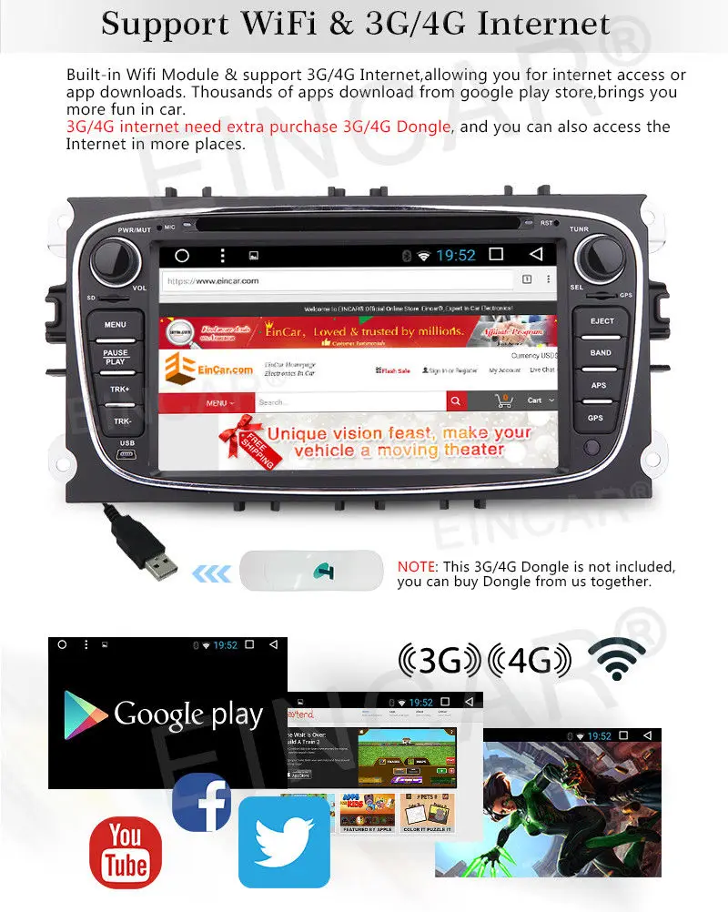 Clearance Android 6.0 Car DVD Player CANBUS GPS Navi Radio BT OBD2 for Ford Mondeo Focus 11