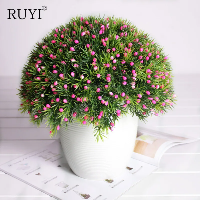 

6pcs/lot Artificial plants green grass plastic plant Bonsai Potted fake plant flower Simulation Plant artificial flowers deco