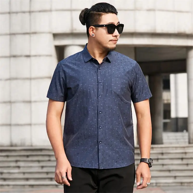 Новые большие размеры 8xl 7xl 6xl 5xl новые мужские летние рубашки с принтом Slim Fit рубашки с коротким рукавом мужские повседневные топы Плюс Размер - Цвет: 1