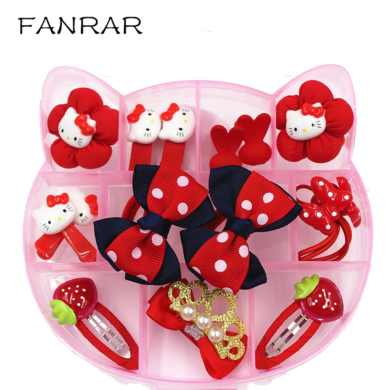 FANRAR прекрасный мультфильм розовый комплект украшений для детей кошачьи уши цветок аксессуары для волос ребенка бантом девушка день рождения подарки