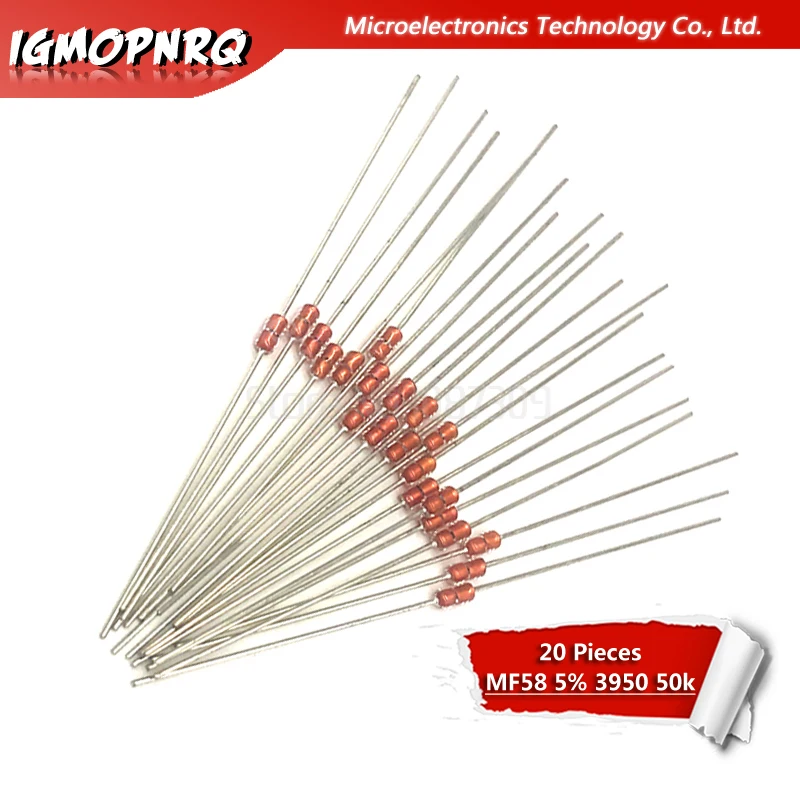 

20pcs MF58 B value: 3950 50K ohm 5% MF58-50K 50Kohm thermistor Resistor