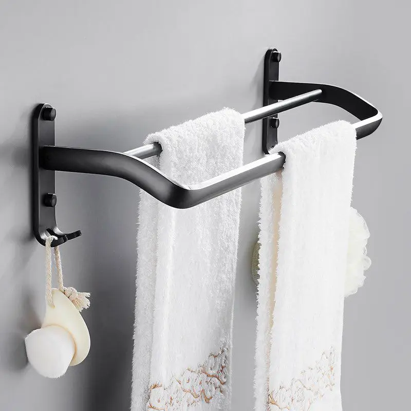 Ванная комната пространство алюминиевый держатель для полотенец Органайзер настенный держатель для полотенец кольцо держатель крючок вешалка для одежды аксессуары для ванной комнаты