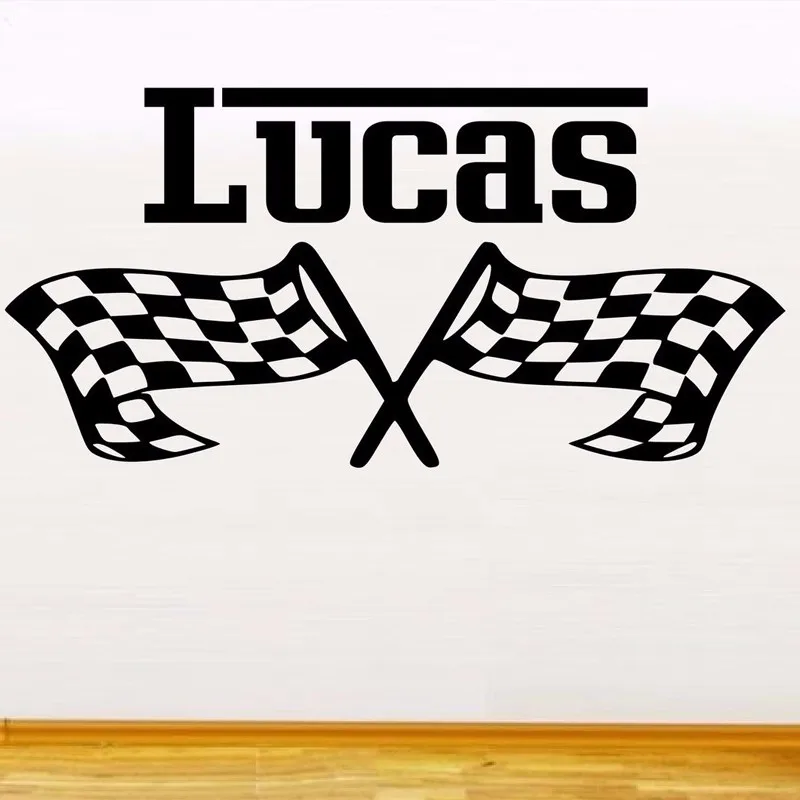 New Special Race Flags Customized Personalized Vinyl Kids Room