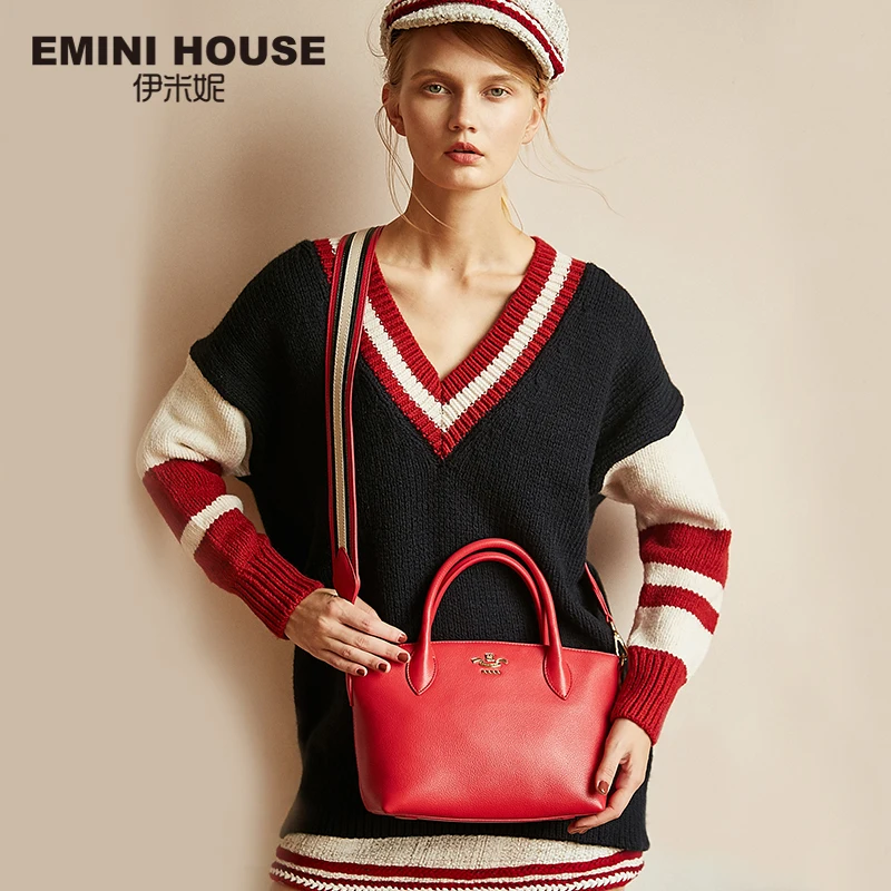 Женские сумки из натуральной кожи EMINI HOUSE вместительные на ремне пельменей