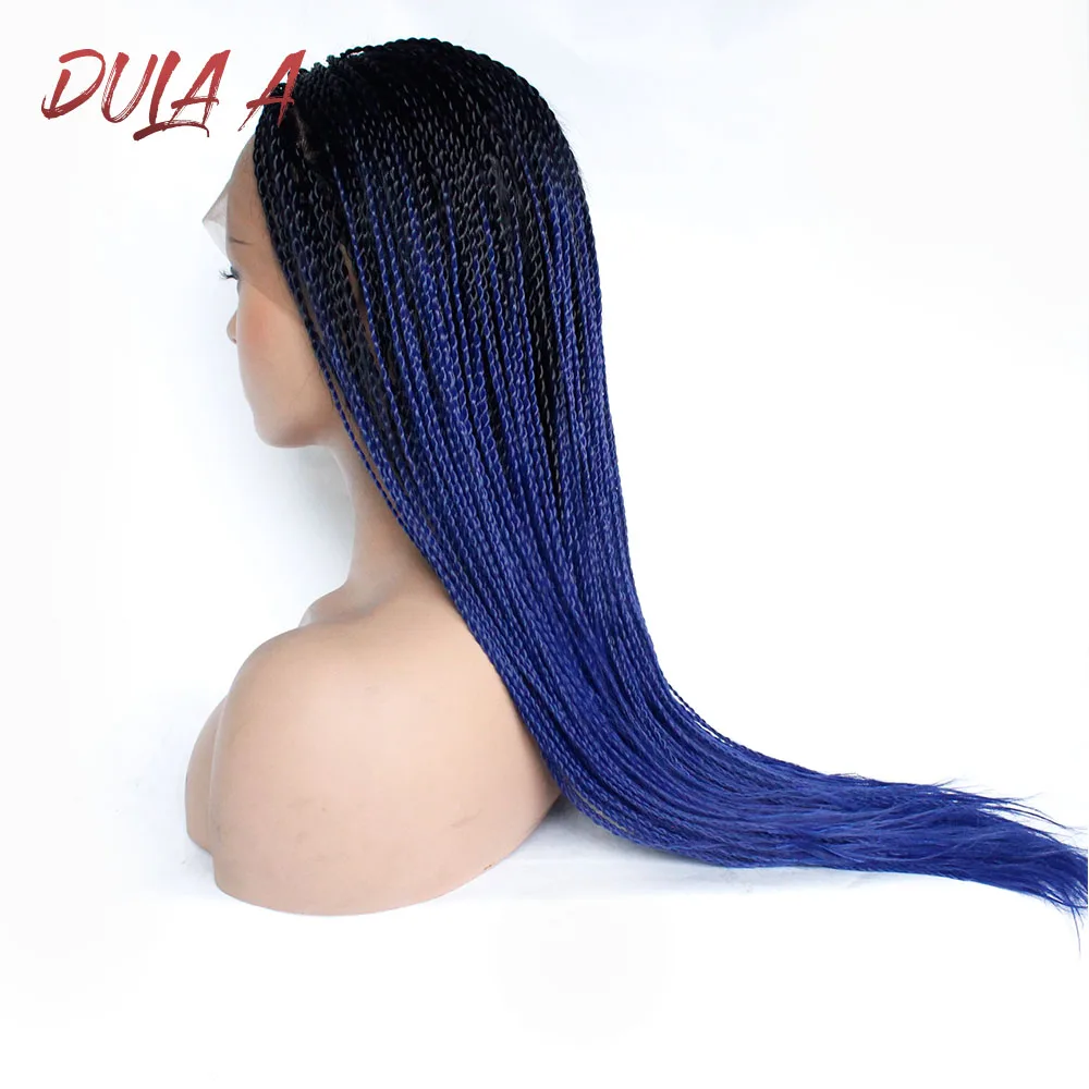 Сенегальский 2x твист косички парик фронта шнурка синтетический парик для женщин крючком Твист плетение синтетические волосы Омбре серый синий коричневый